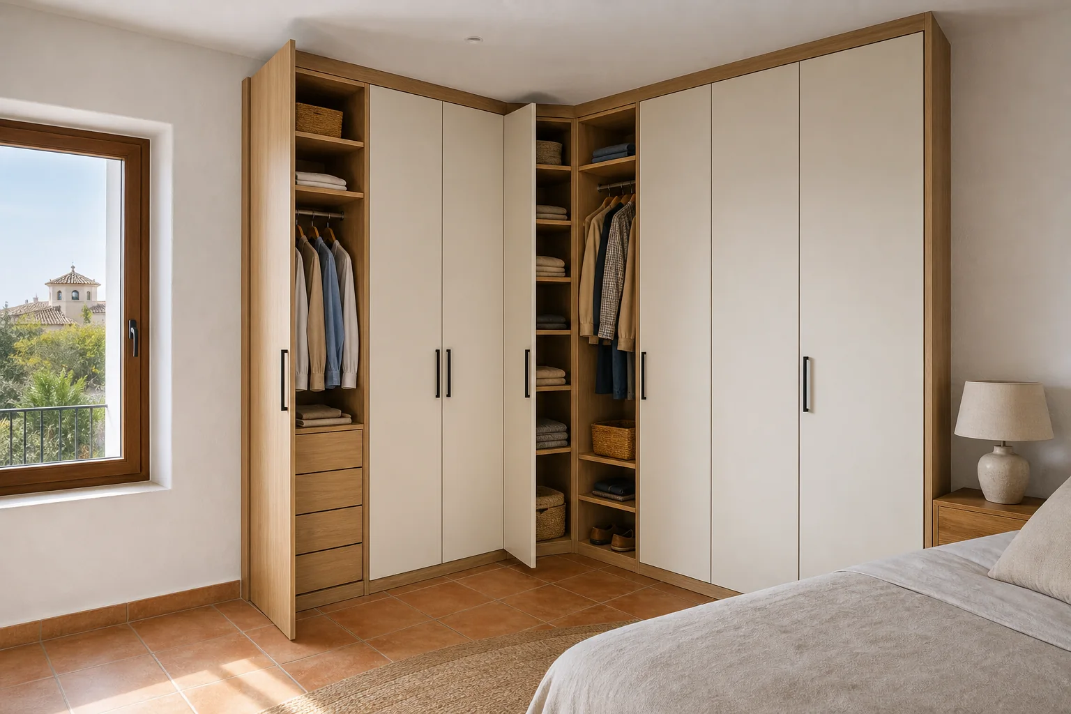 Armarios con puertas abatibles para extremo junto a pared en Finestrat