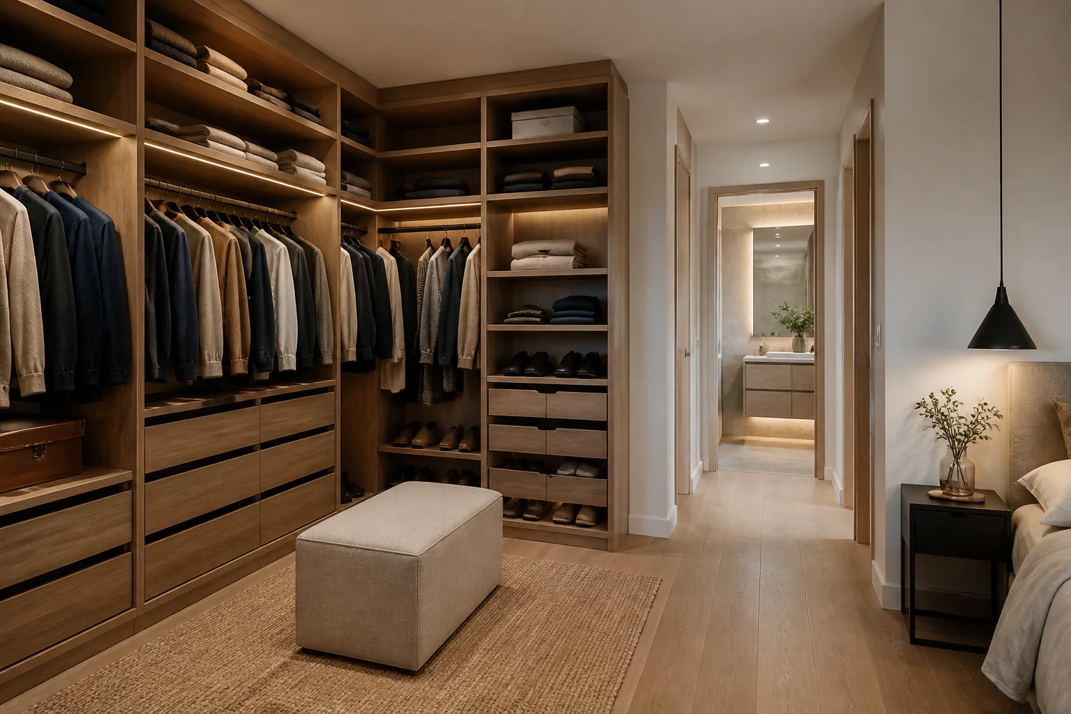 Vestidores a medida para anexo compacto al dormitorio en Finestrat