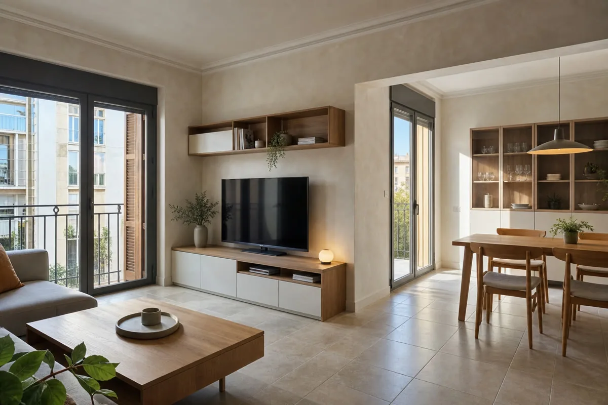 Visualización orientativa de vitrinas a medida para salón y comedor en Finestrat
